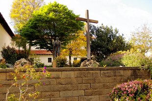 Old Mission Junipero Serra Statue and Cross- (medium sized photo)